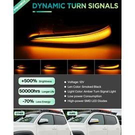 Dynamic Sequential LED Side Mirror Turn Signal Lights Assembly, Amber Smoked Lens Side Marker Light Indicator, for Toyota Tacoma MK3 N300 2016-2023, RAV4 XA50 2019-2023, Highlander MK4 XU70 2020-2023