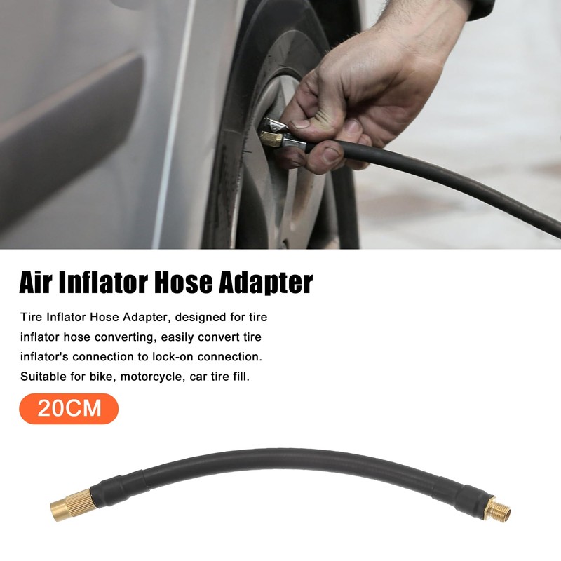 QUARKZMAN 20 cm Car Tyre Inflator Extension Hose Adapter Black