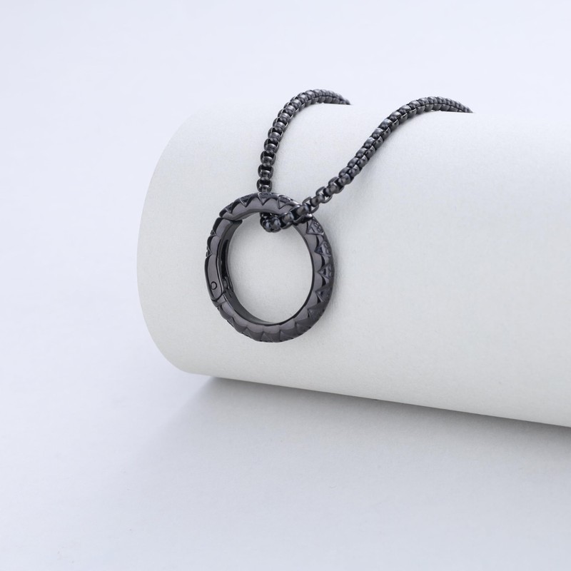 GAVU Men's Ring Holder Stainless Steel Black Pendant Box Chain