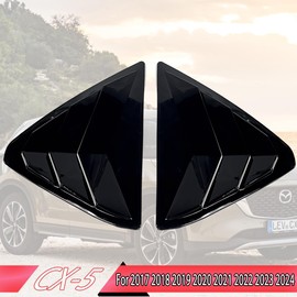 MUXEE Window Louver 2Pcs Side Vent Window Louvers for Mazda CX-5/CX5 2017-2025, ABS Print Sport Window Decorative Covers, Exterior Trim Accessories - Bright Black
