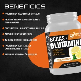 Suplemento Bcaas  Glutamina 1kg Citrine Nutrition 50servis                                                                                            