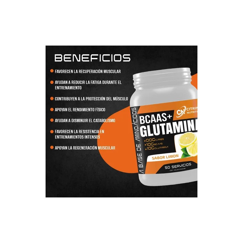 Suplemento Bcaas Glutamina 1kg Citrine Nutrition 50servis