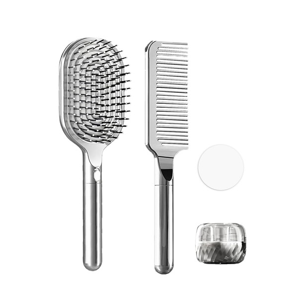 Innodenki ヘアブラシ,くし 髪の毛 サラサラ,ブラシ,濡れ髪用ブラシ,乾湿両用です,静電気除去,デタングリング,母の日ギフト,女性男性,ギフトセット入りです,ガングレーです