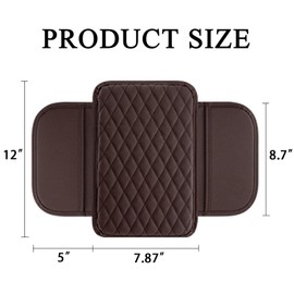 Upgraded Car Center Console Cover, Leather Armrest Cushion Pad with 2 Storage Bags, Microfiber Soft Waterproof Seat Box Cover Protector, Car Interior Decor Accessories Fit for Most Cars, Vehicles