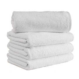 Classic Turkish Towels CTT - Premium 4 Piece Bath Towel Set, Made with 100% Turkish Cotton, Quick Drying, Highly Absorbent & Comfy Towels for Spa & Hotel | 27"x54" (White)