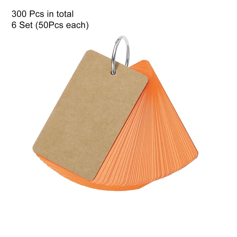 PATIKIL 3.5" x 2" Blank Flash Cards with Rings, 300