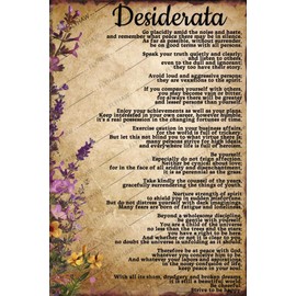 Retro Metal Tin Sign Inspirational Poem Print Literary Desiderata Art Motivational Wall Decor Inspirational Sign Vintage Decor 12x16 Inch