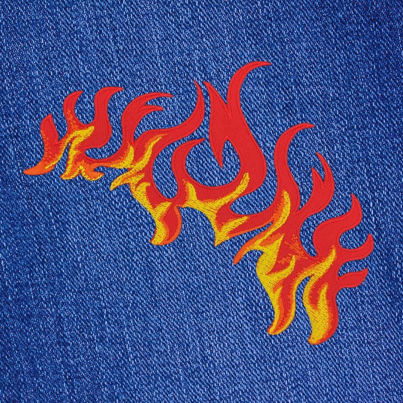 Fire Flames Patch for Iron-On or Sew On Iron-On Patch
