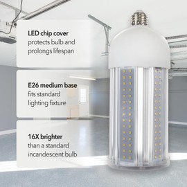 GT-Lite LED Corn Cob Bulb, 100W (500W Equivalent), 10,000 Lumen, Daylight 5000K, E26 Base Energy Saving LED Light for Indoors Garage Workshop Warehouse