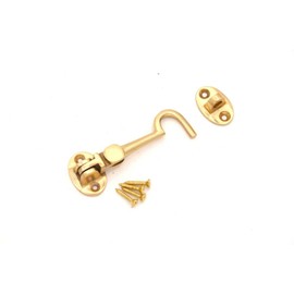 Heavy Duty Solid Polished Brass Silent Cabin Hook and Eye 3"/4"/6"/8"/10"/12" (3" -75mm)