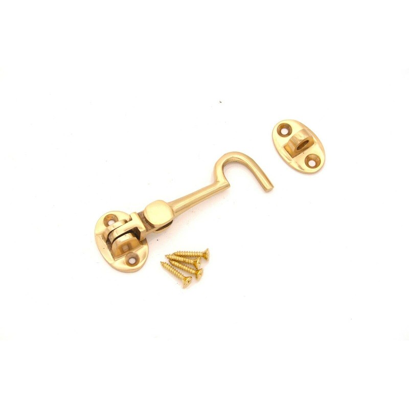 Heavy Duty Solid Polished Brass Silent Cabin Hook and Eye