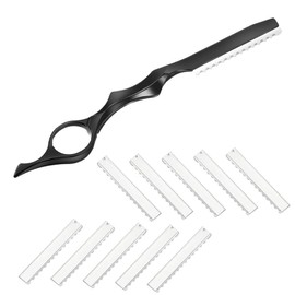 GlamorDove Hair Styling Cutting Razor Hair Extension Tool Hair Thinning Comb Hair Cutting Razor Set With 10pcs Replacement Blades Stainless Steel for Barber Salon Home Use