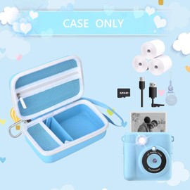 Kids Camera Case for esoxoffore instant print camera, Camera Case Compatible with ESOXOFFORE Kids Camera Instant Print with Mesh Pocket for Camera Paper, Case Only, Blue Shark (Blue - Cool Shark)
