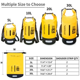 Waterproof Dry Bag, 5L/10L/20L/30L Waterproof Backpack Dry Sack Rucksack, Swim Bag with Adjustable Shoulder Straps, for Beach Swimming Kayaking Hiking Boating Canoeing Surfing Fishing