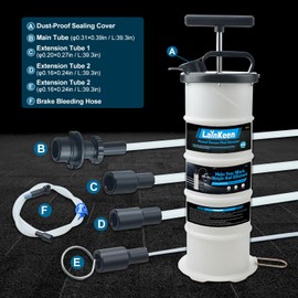 LainKeen 6.5L Manual Hand Oil Fluid Extractor Pump Tools Kit, Oil Change Vacuum Pump Extractor for Automotive/Boats Oil Transfer with Pump Tank Remover & 4 Tubes and A Brake Bleeding Hose