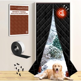 Insulated Door Curtain Fit Door 36"x82" - Magnetic Thermal Cover for Winter - Winter Door Insulation to Keep Warm Air in & Cold Air Out