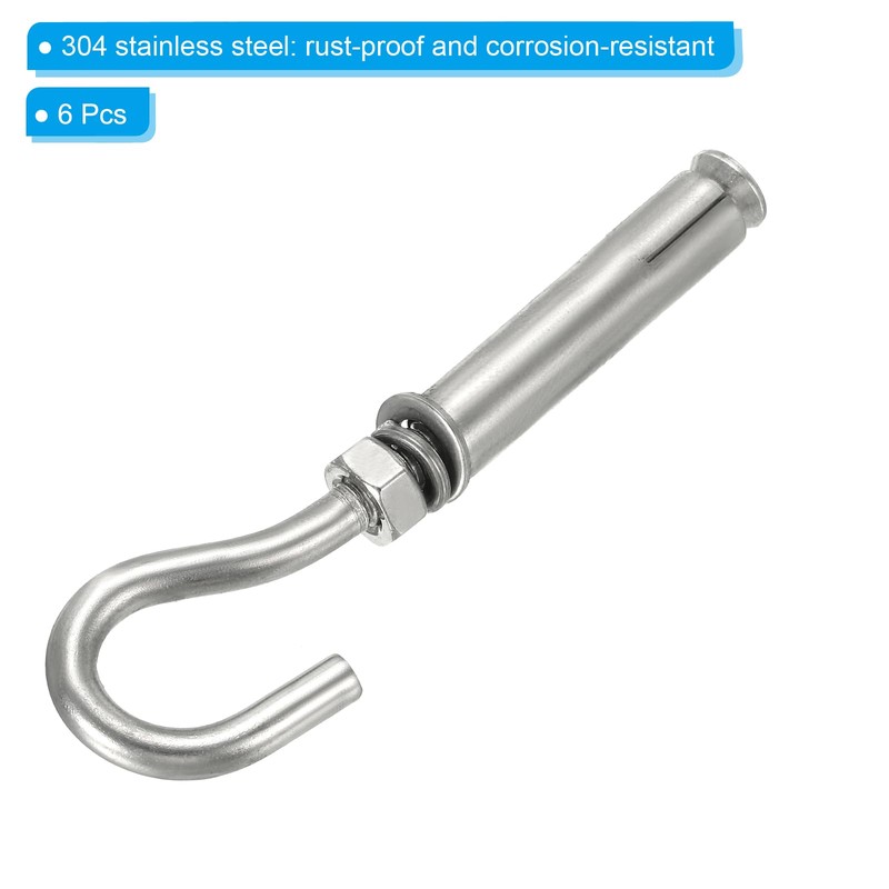 PATIKIL M6 Extension Hooks, 6 Pcs 340 Stainless Steel Concrete