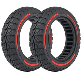 9.5x2.5-6.1 Off-Road Solid Tire Replacement for NIU KQi3 Pro/Max/Sport Scooter - Puncture-Free, Hassle-Free Maintenance - Anti-Skid, Shockproof 9.5 x 2.50 inch Tubeless Tire (Red 2Pcs)