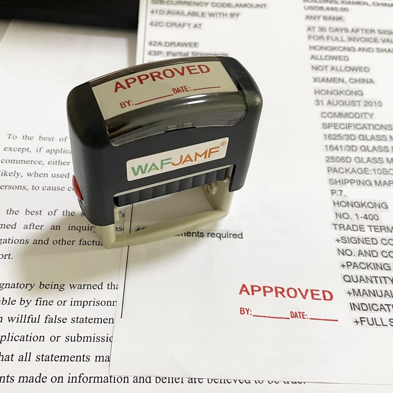 WAFJAMF Approved Date Message Stamp Self-Inking Rubber Stamp Office Stamp