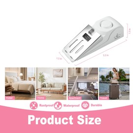 Douevo Portable Door Stop Alarm, No Installation Required, Provides Security for Home, Hotel and Traveling(2 Pack Door Stop)
