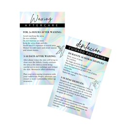 Bilingual Spanish Hair Waxing Aftercare Instruction Cards | 50 pk 2x3.5” Hair Removal and English Depilación Español e Inglés Cuidados Posteriores Modern Wallet Size