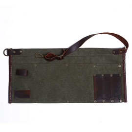 Luchuan Heavy Duty Canvas Tool Apron With the Adjustable Genuine Leather Belt (Army Green)