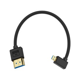 Poyiccot 8K L Type Micro HDMI to HDMI Adapter Cable, Soft Micro HDMI to HDMI Cable Short Right Angle Right Angle Micro HDMI Converter Cable Super Fast 48Gbps Ultra Thin Micro HDMI to HDMI Male Cable
