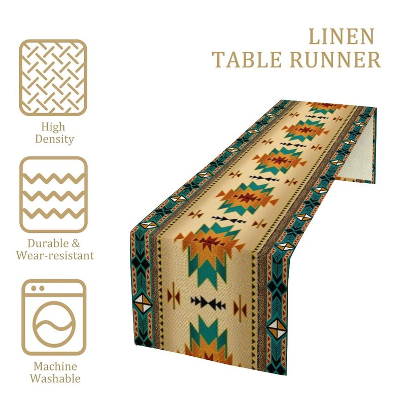 YCness Aztec Southwest Table Runner, Ethnic Style Design Geometric Triditional