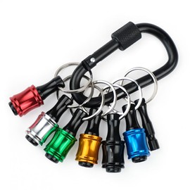 Voarge 7PCS 1/4 Inch Hex Shank Screwdriver Bits Holder with 1 Carabiner,Aluminum Alloy Screwdriver Holder,Lightweight Portable for Electrical, Woodworking, Construction, and Maintenance