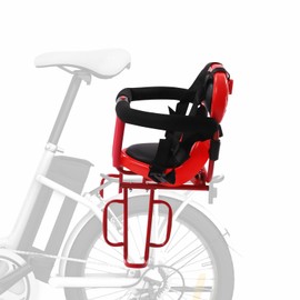 DOONARCES Red Kids Bike Seat Chair Rear Mounted Child Bike Seat Attachment for Adult Bike Toddler Baby Bike Bicycle Safety Rear Seat Carrier with Footrest & Safety Belt (Red)