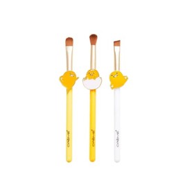 The Crème Shop x Gudetama: Sunny Side Brush Set | Makeup Brush Set | Eyeshadow Brushes | Precise, Angled, and Blending Brush for Makeup |Vegan Makeup Brushes (Set of 3)