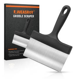 AWEASROY Heavy Duty Grill Scraper Stainless Steel Griddle Scraper with 5" Handle,Sturdy Food Scraper Tool Kitchen for Blackstone Grill Accessories,Outdoor Barbecue Turners Tools