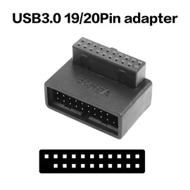 2PCS USB 3.0 19/20 Pin 90 Degree Adapter YACSEJAO USB 3.0 90 Degree Male to Female L Turn Right Angle Socket Motherboard Adapter(PH19A+PH19B)