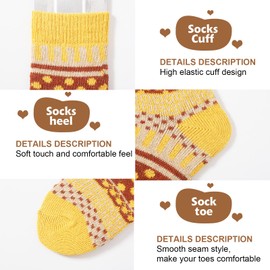 ICEIVY Womens Socks 5 Pairs Wool Warm Cotton Thick Vintage Casual Winter Cabin Crew Fuzzy Socks Gifts For Women