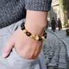 WHFDCai Feng Shui Wealth Bracelet, 12mm Black Obsidian Bracelets with