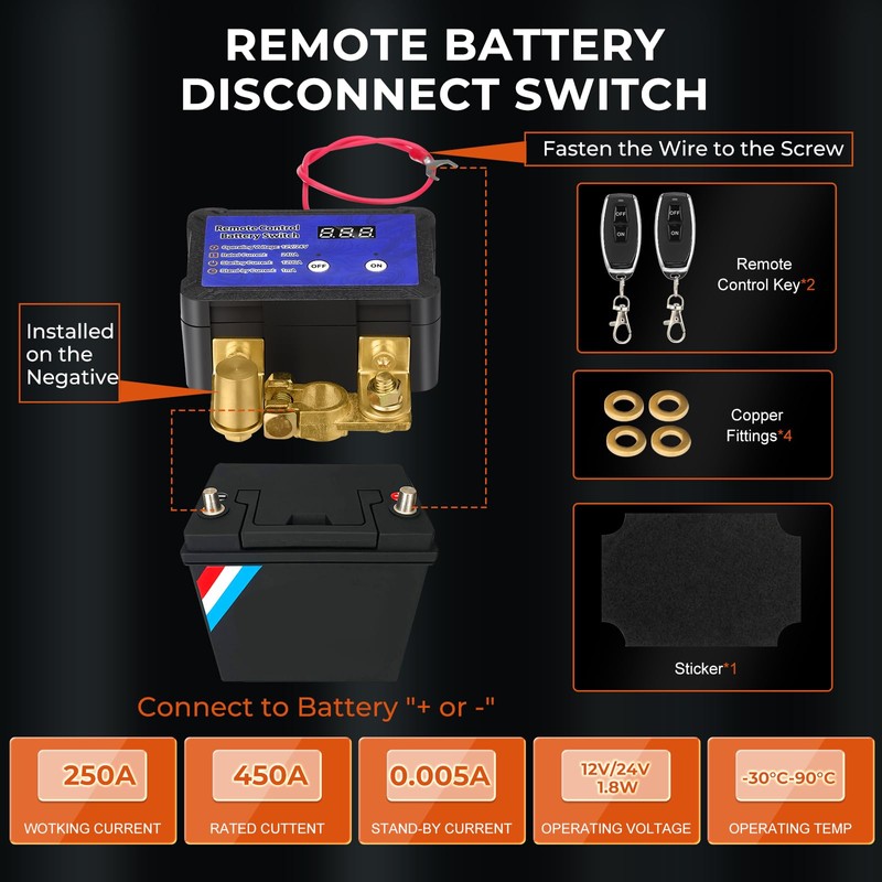 ISINFLASH Kill Switch with Voltage Display Remote Battery Disconnect Switch