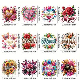 12pcs Valentine's Day Love Heart Rose UV DTF Cup Wraps Transfer Waterproof Sticker for Glass Cups Furniture Craft DIY Crafts，Rub on Transfer Stickers for DIY Water Bottle Laptop Decal Wood Car