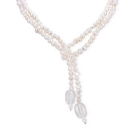 LGSY 6-7mm White Pearls Freshwater Cultured Crystal Handmade Necklace for Women
