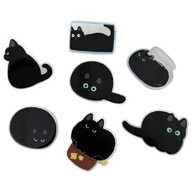 Black Cat Pin 7 Pcs, Cute Pin Badges Cartoon Acrylic Funny Badges | Cat Brooch For Kids Men Women | Lovely Cat Lapel Pin for Clothing, Bags, Jacket, Backpack Accessory