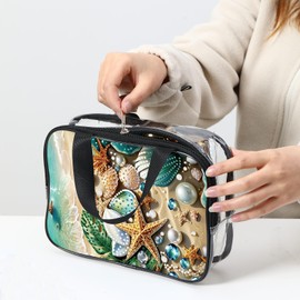 HXYQMMY Diamond Art Kits for Adults, Sea Star Makeup Bag DIY Craft Kit with Tools, 5D Diamond Painting Purse for Women, Sparkling Cosmetic Bag Gift Idea