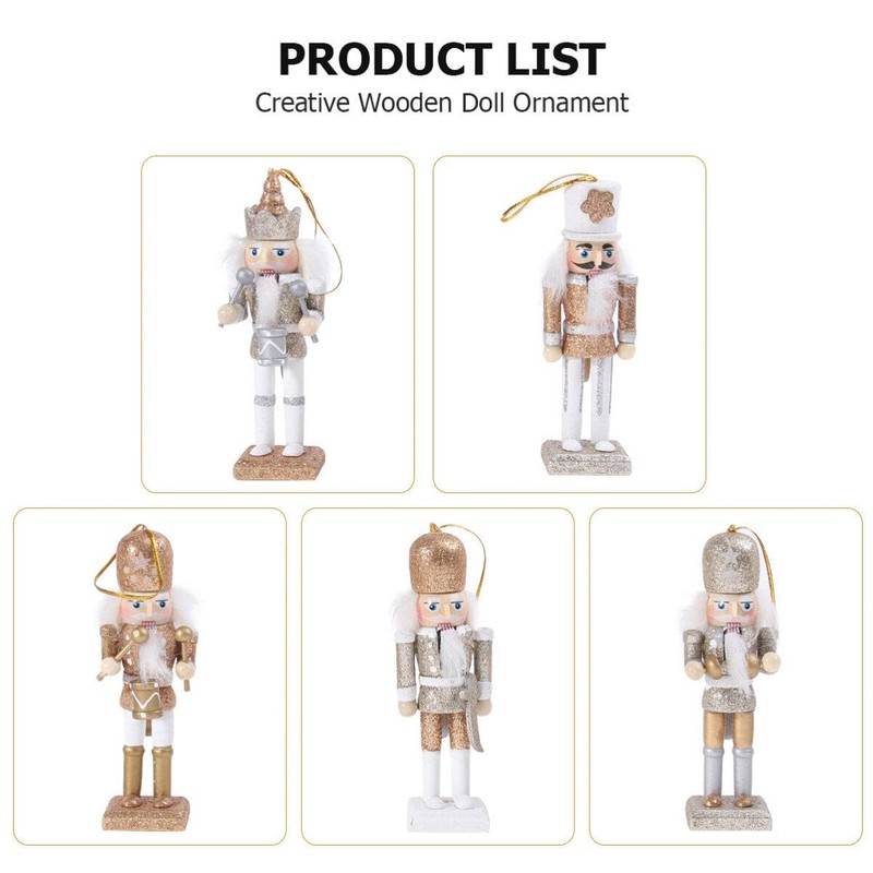 VALICLUD Wooden Christmas Nutcracker Figures Ornaments Xmas Holiday Tree Decorations
