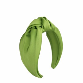 KOVOLITU Satin Wide Knotted Headbands for Women Fashion Headband Non Slip Head Bands Hair Accessories(Chartreuse)