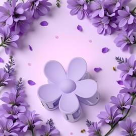 Cute Purple Hair Claw Clips Flower Shaped Plastic Jaw Clips Anti-scratch Smell-less Useful Hold Tightly Purple and Barrettes Hair Accessories
