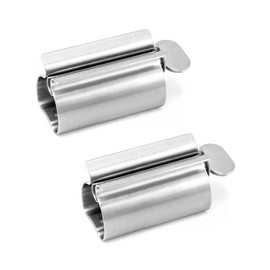 QWORK 2 Pieces Toothpaste Squeezer, Tube Squeezer, 304 Stainless Steel Toothpaste Holder with Stand, Saves Toothpaste