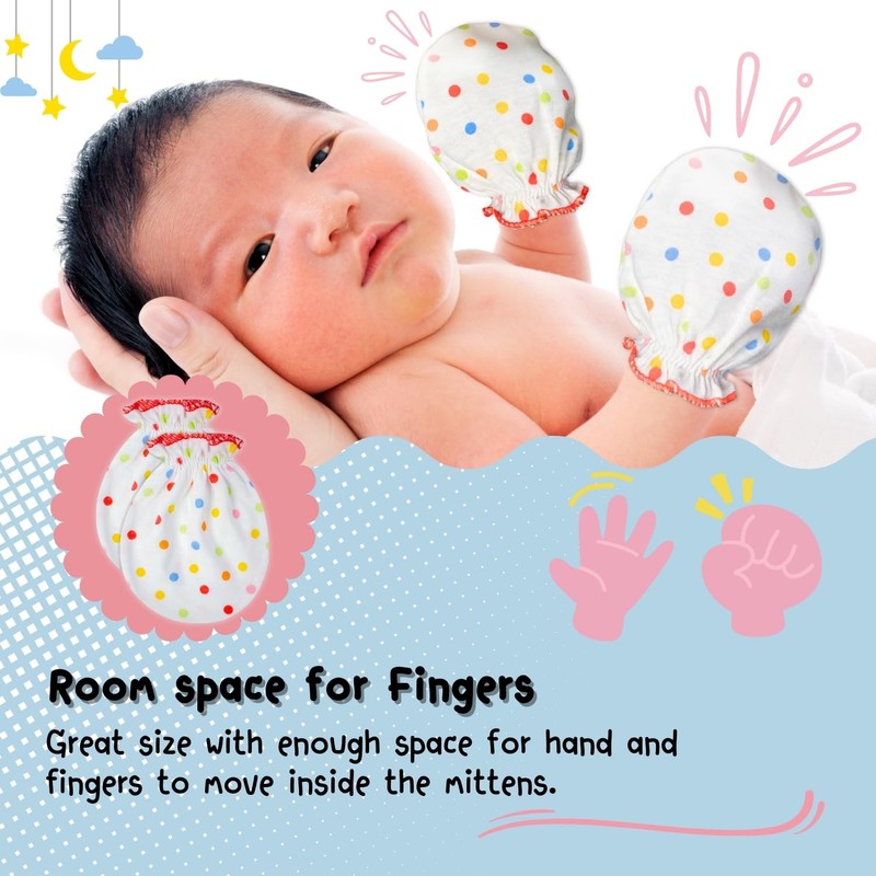 RATIVE Newborn Baby Cotton Gloves Sleep Sleeping No Scratch Mitten