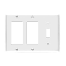 ENERLITES Combination Toggle Light Decorator Switch Wall Plate, Size 3-Gang 4.50" x 6.38", Polycarbonate Thermoplastic, 881132-W, White