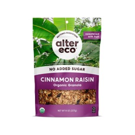 Alter Eco Cinnamon Raisin Granola, Healthy, Organic Breakfast & Snack, Naturally Sweetened with Fruit, Vegan, No Artificial Sugars or Additives, Regeneratively-Farmed Oats (Cinnammon Raisin - 1 Pack)
