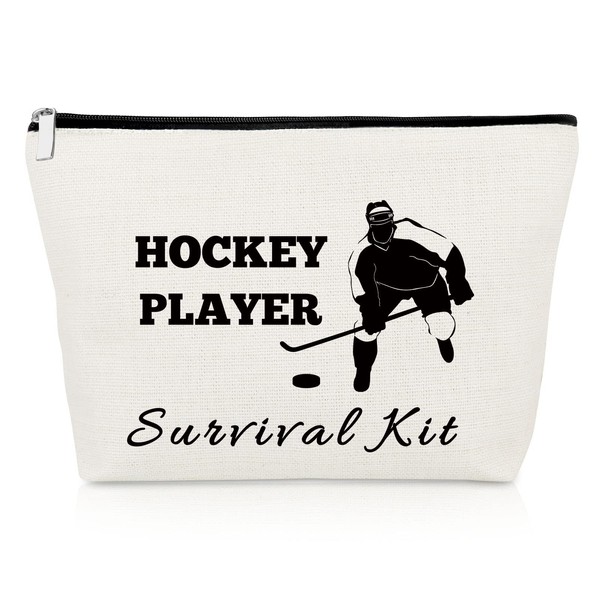 Hockey Lover Gift for Girls Women Friend Makeup Bag Hockey Team Gifts Cosmetic Bag Ice Hockey Players Inspirational Gift Funny Hockey Fans Gift Zipper Pouch Bag Christmas Birthday Graduation Gift