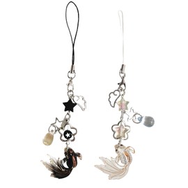 AYYSHULAN Black White Cute Fish Phone Charm Strap Anti-lost String Rope Lucky Aesthetic Accessories for Women