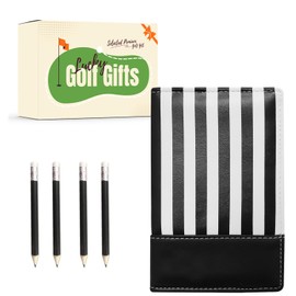 LOVMEAD Golf Scorecard Holder 1 Pack of 4 Pencils, Leather Yardage Book Cover Deluxe Gift Pack for Men Women (Striped)